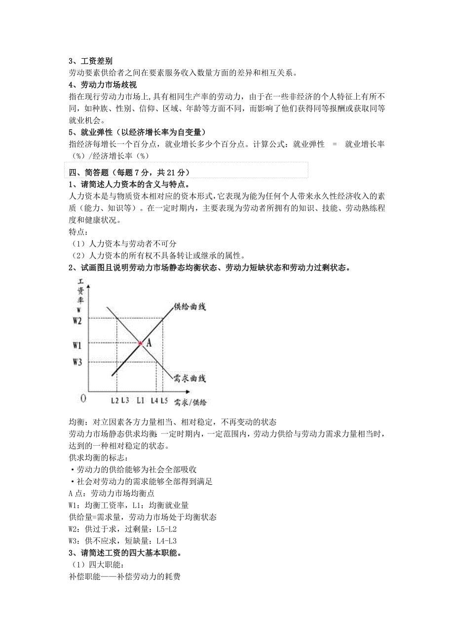 中国劳动关系学院2007至阿2008学年第一学期劳动经济学期末考试试题B_第5页