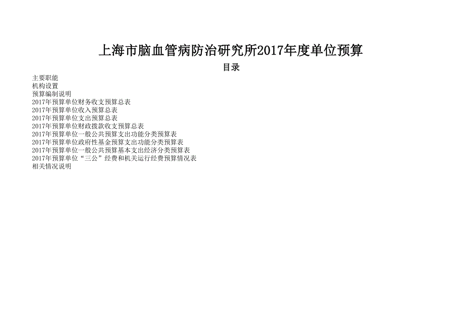 上海市脑血管病防治研究所2017年度单位预算_第1页