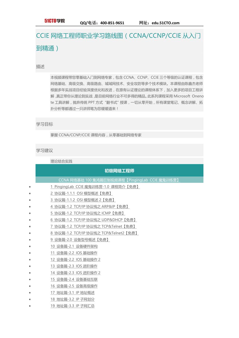 CCIE网络工程师职业学习路线图-51CTO学院_第1页