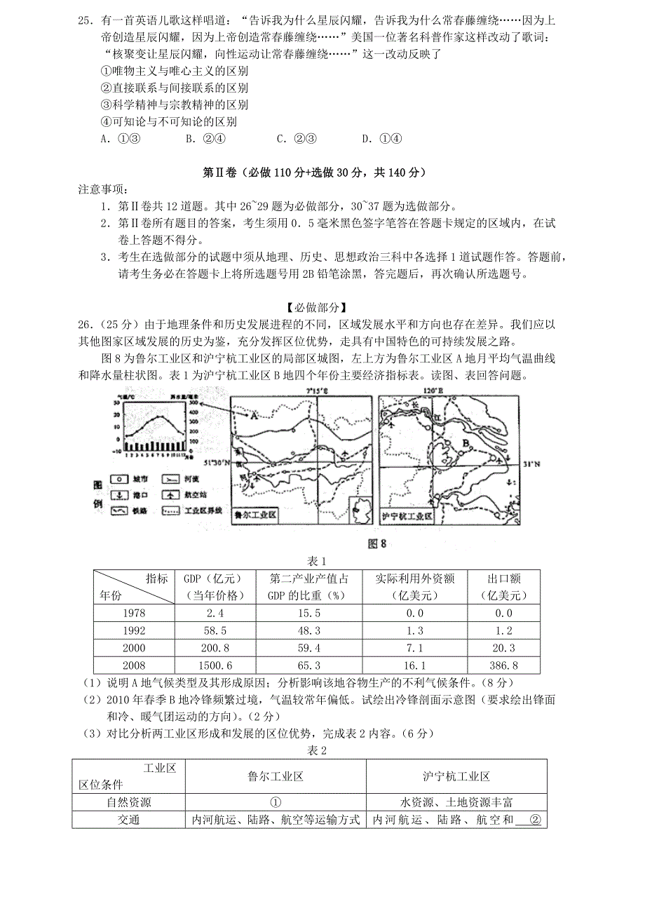 山东省高考试题 文综-2010_第4页