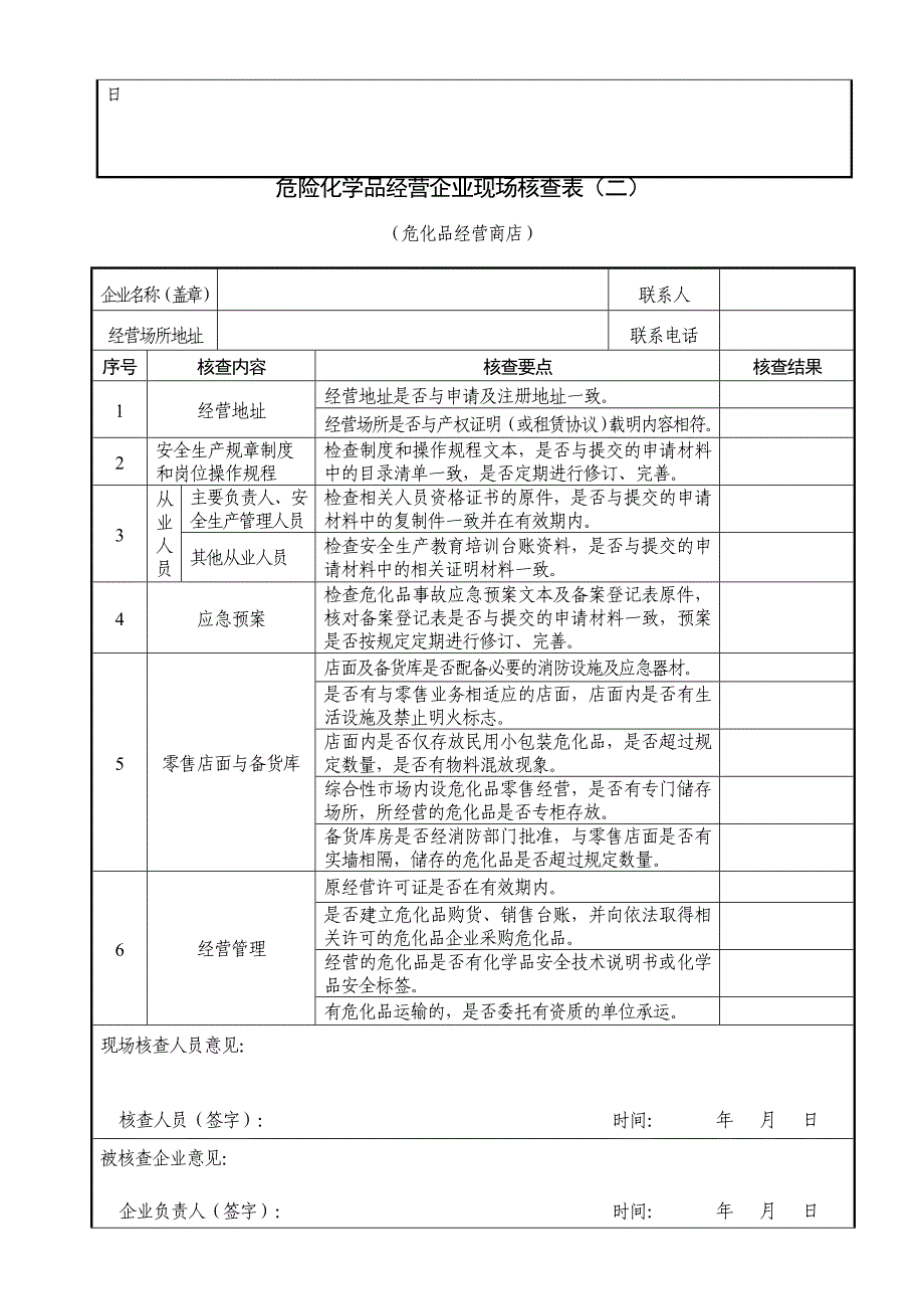 危化品企业现场核查表_第2页