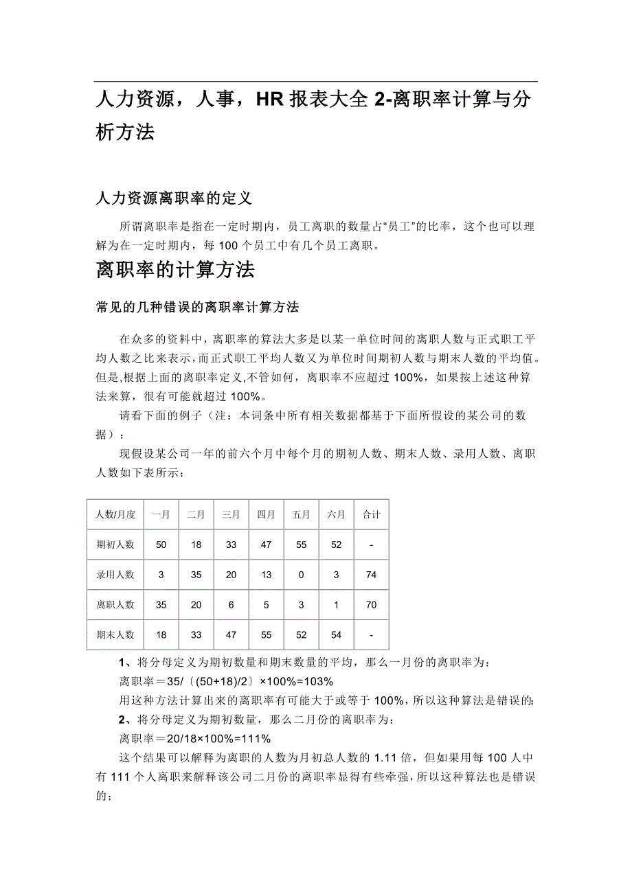 人力资源,人事,hr报表大全2-离职率计算与分析方法_第1页