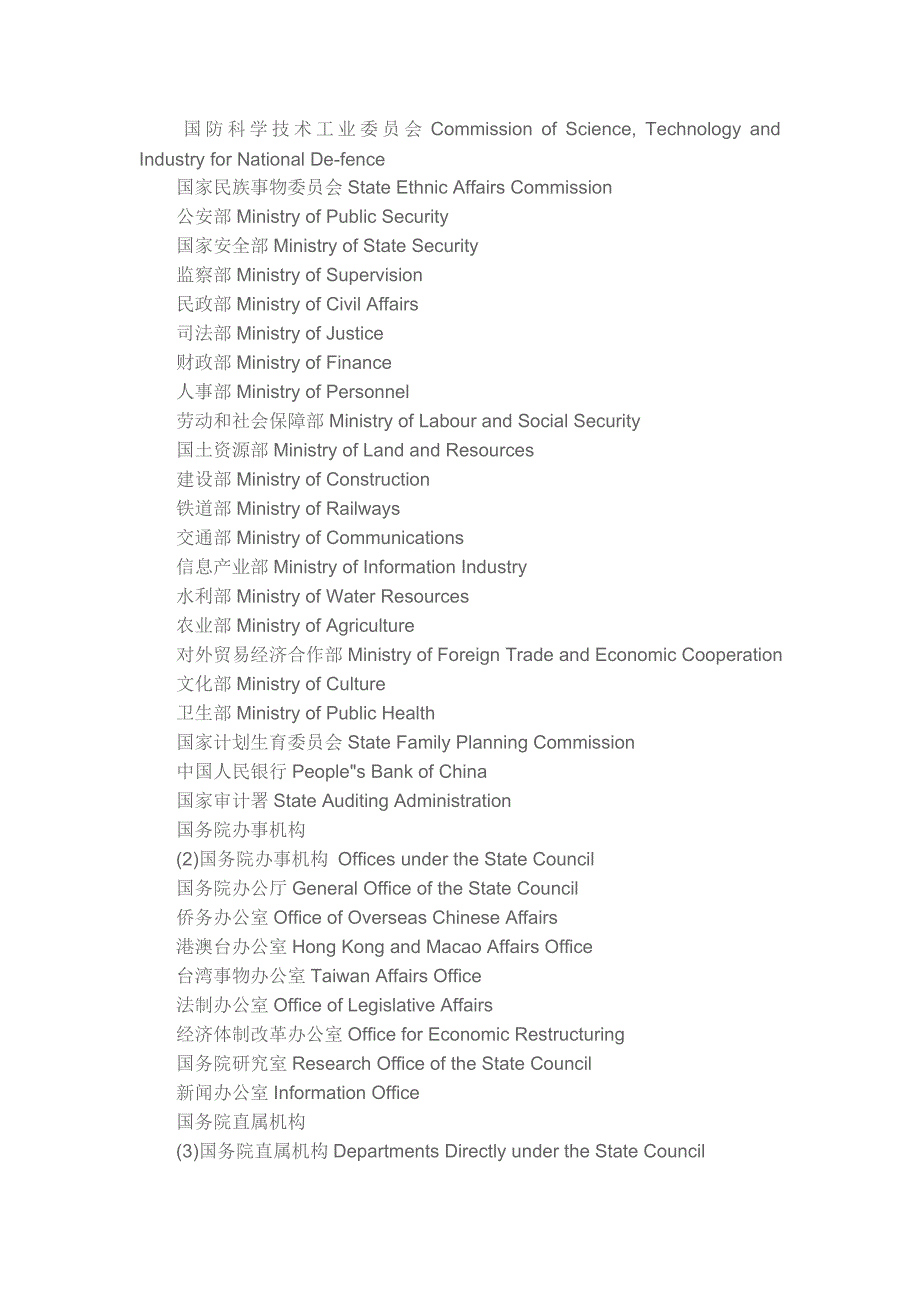 词汇及国家机关英文名称_第2页