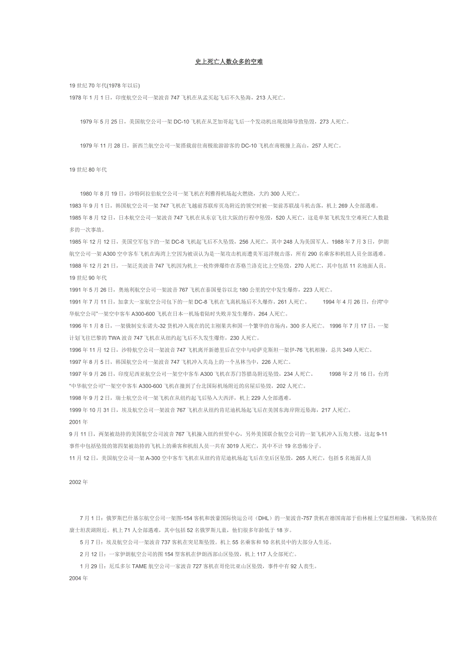 史上死亡人数众多的空难_第1页
