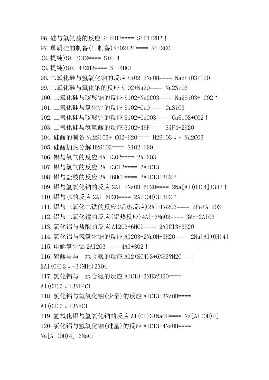 高一化学必背反应_第5页