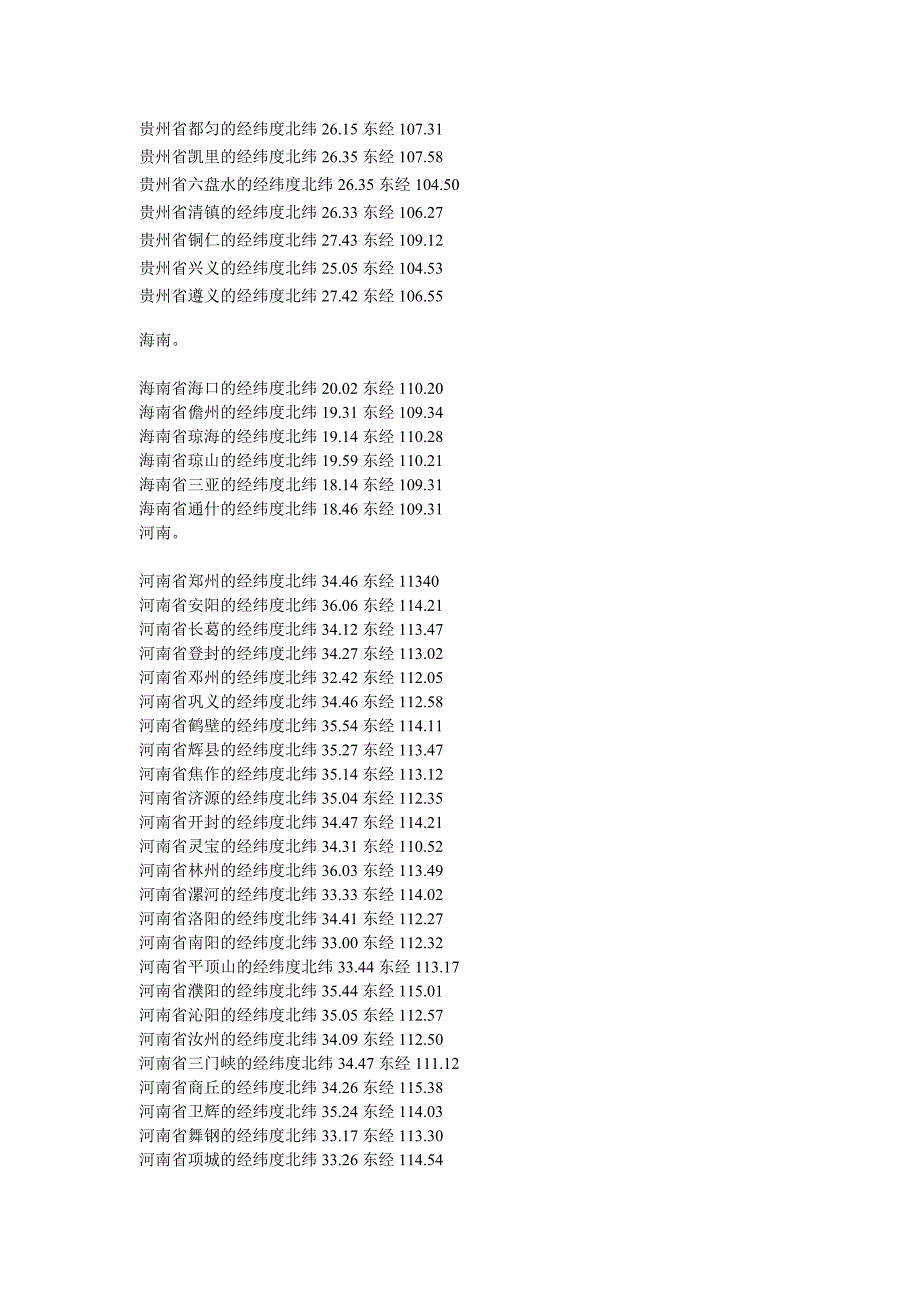 中国地理各地方经纬度表_第4页