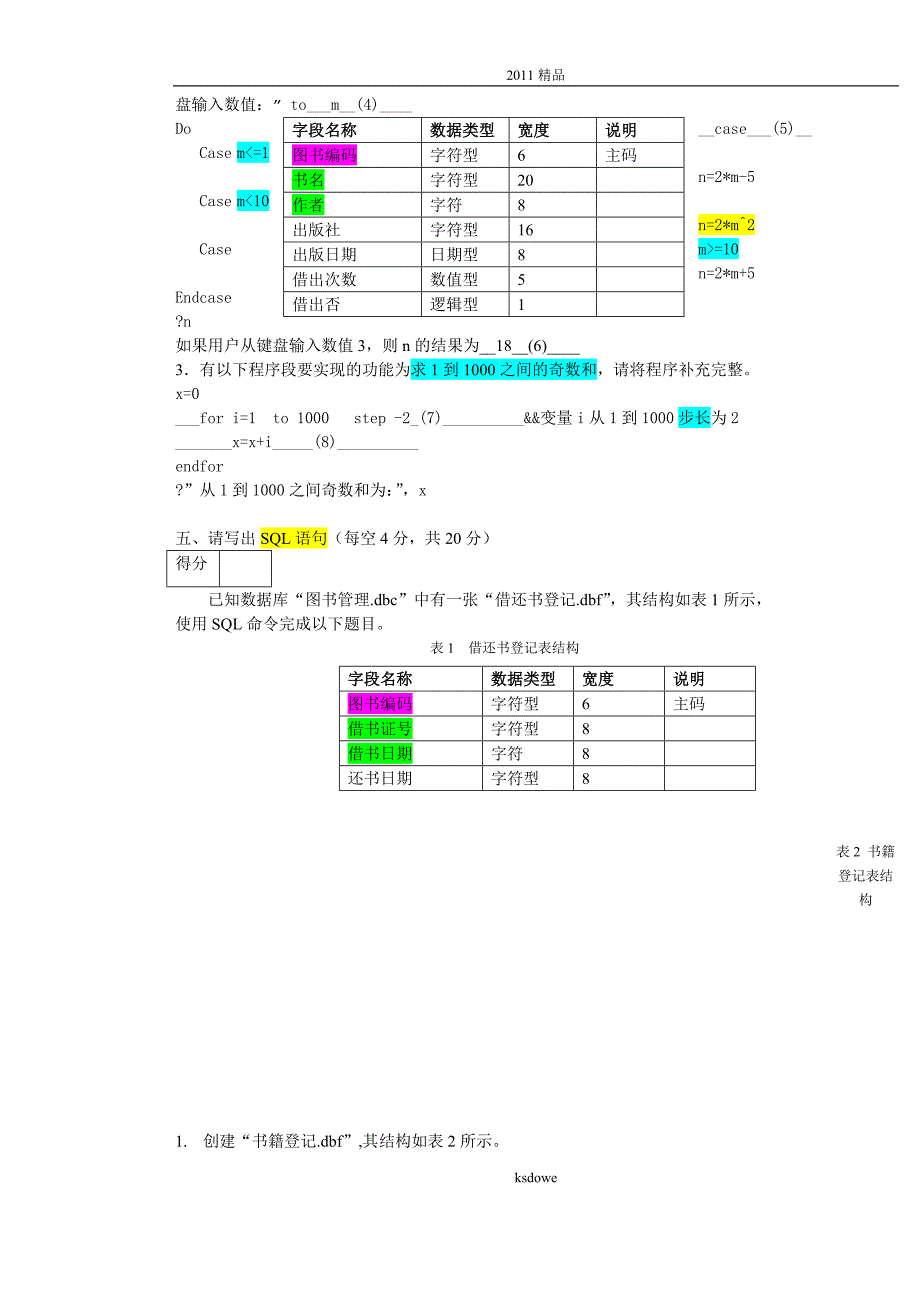 精 品[精品]00数据库VF试卷A卷答案_第4页