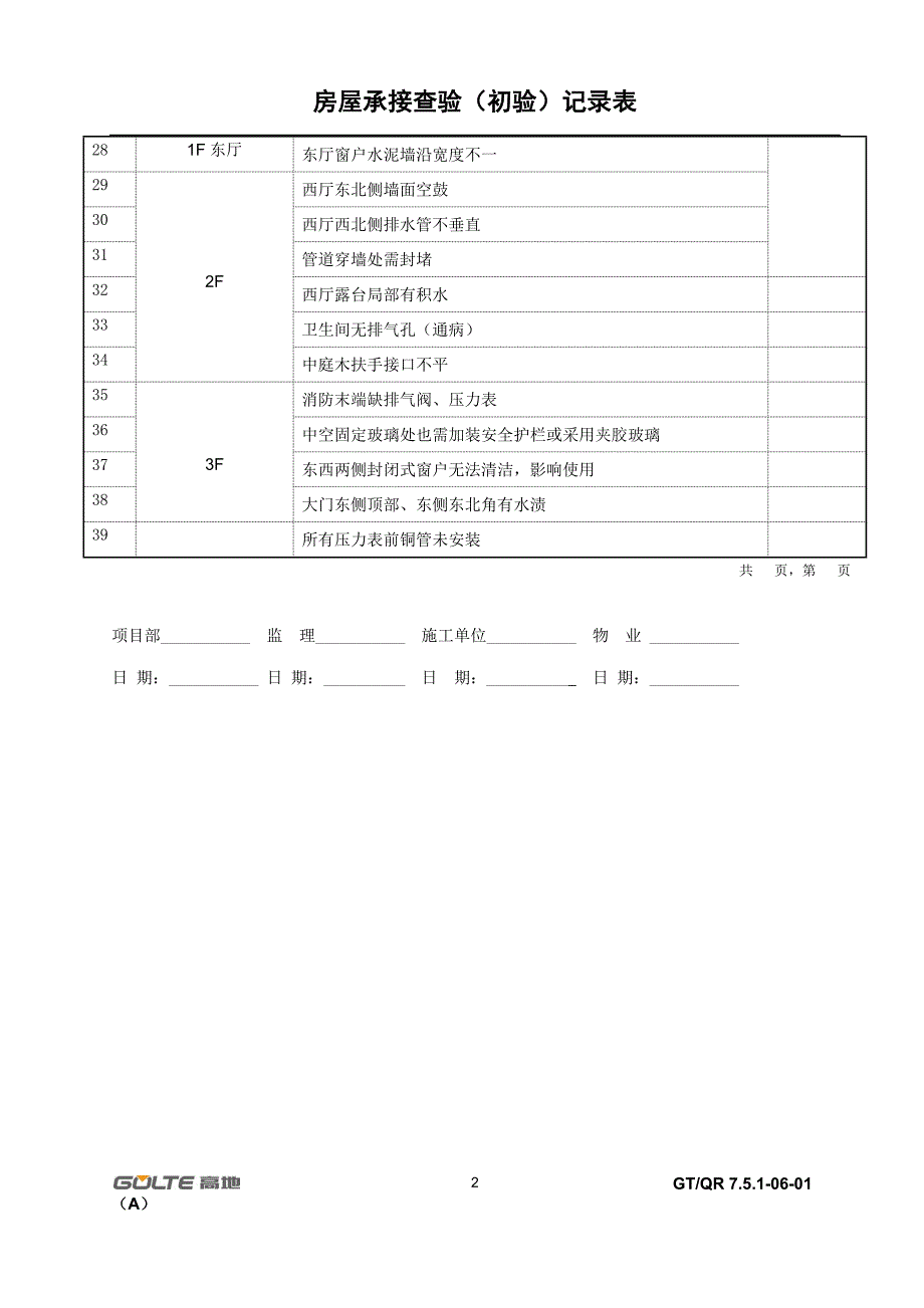 5、9号楼房屋承接查验记录表_第2页