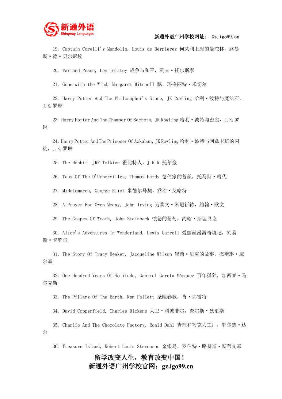 SAT官方推荐考生阅读的100部小说_第2页