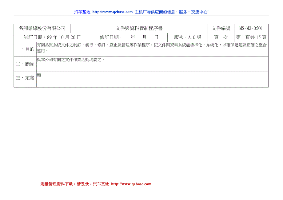 流程图式的程序文件--文件管制_第1页