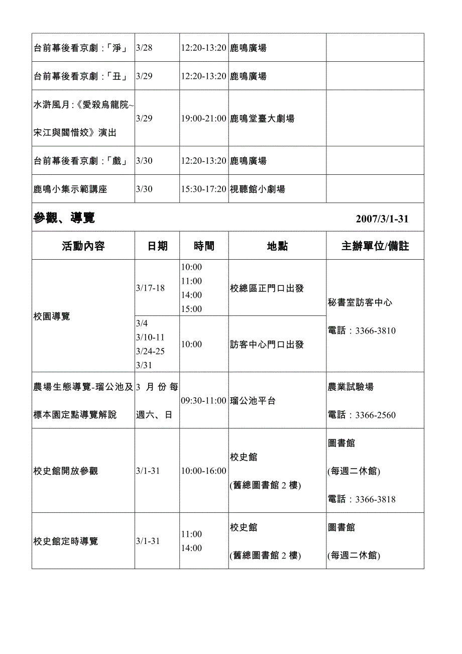 2007台大杜鹃花节活动总表_第3页