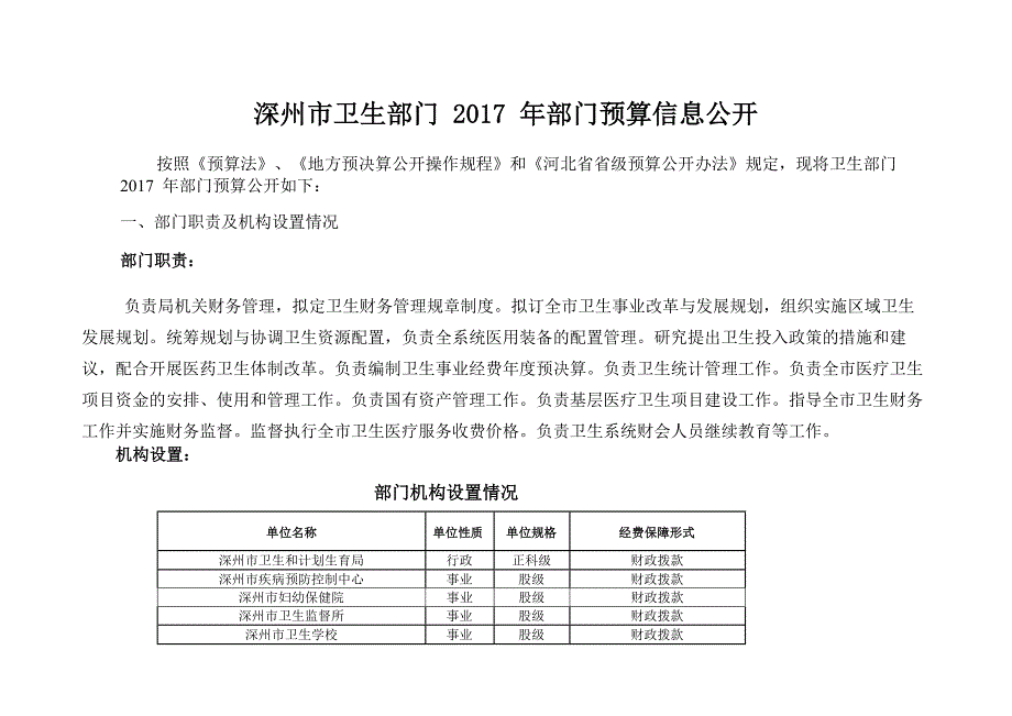 深州市卫生部门2017年部门预算信息公开_第1页