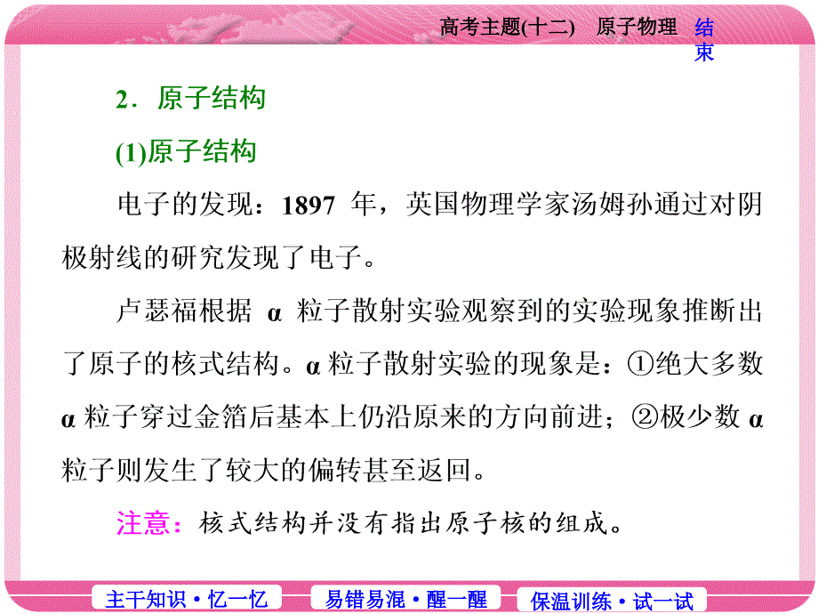 2018届高考二轮专题复习：高考主题（12）原子物理_第4页