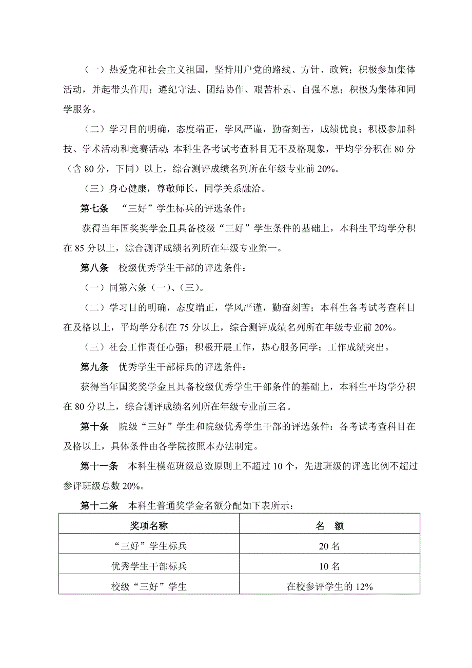 西北工业大学本科生普通奖学金管理办法_第2页