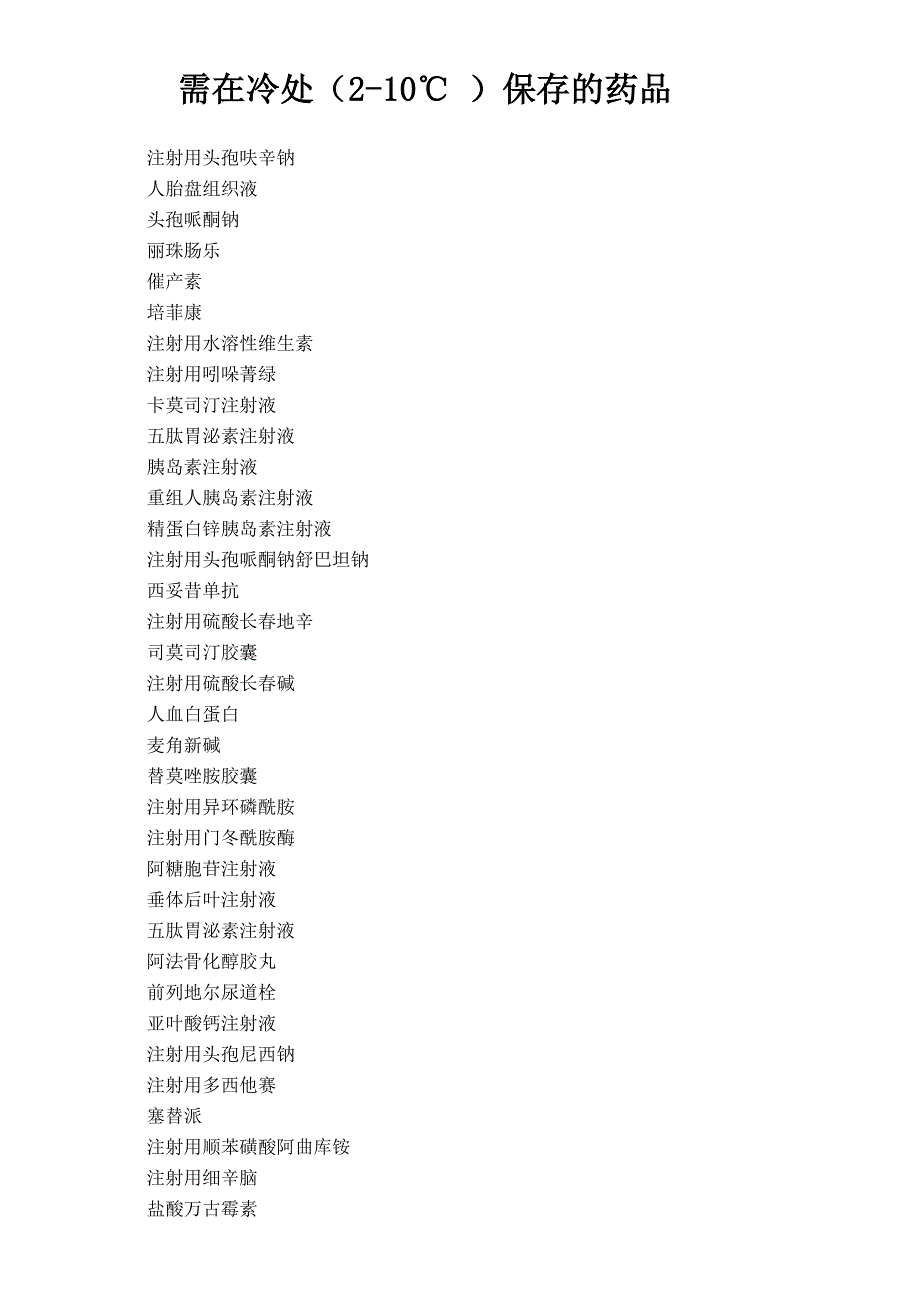 需在冷处(2-10℃ )保存的药品_第1页