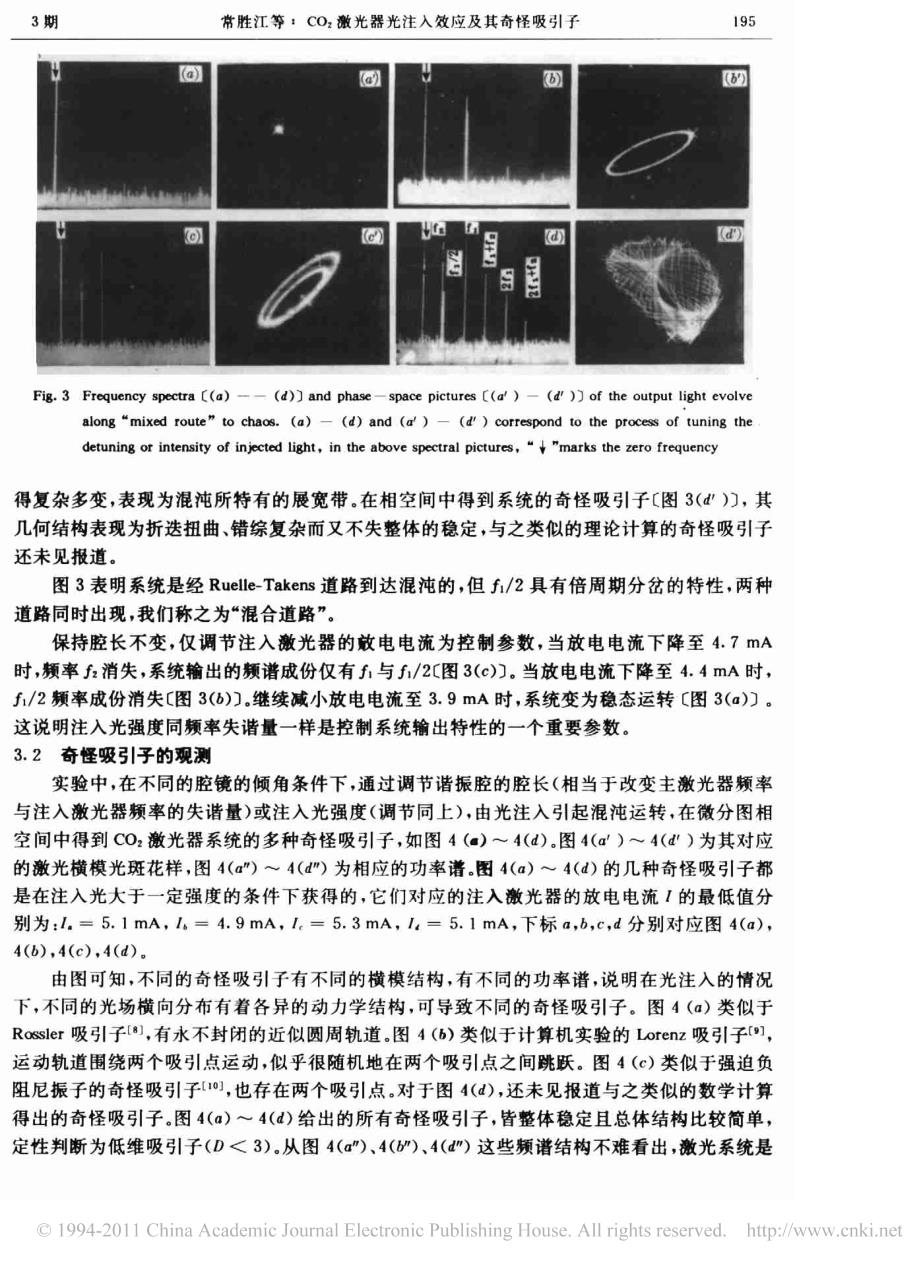 CO激光器光注入效应及其奇怪吸引子_第3页