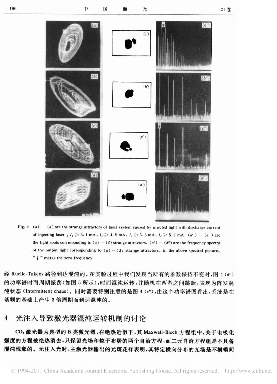 CO激光器光注入效应及其奇怪吸引子_第4页