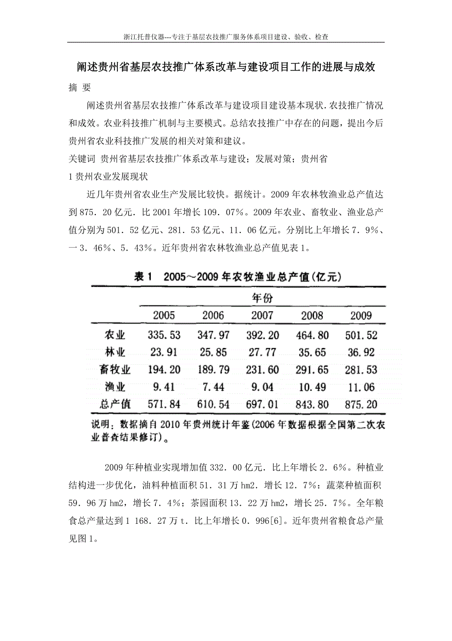 阐述贵州省基层农技推广体系改革与建设项目工作的进展与成效_第1页