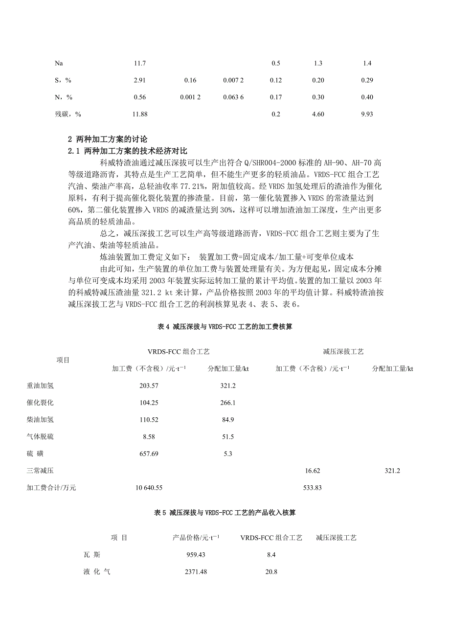 高硫减压渣油加工方案技术经济比较_第4页