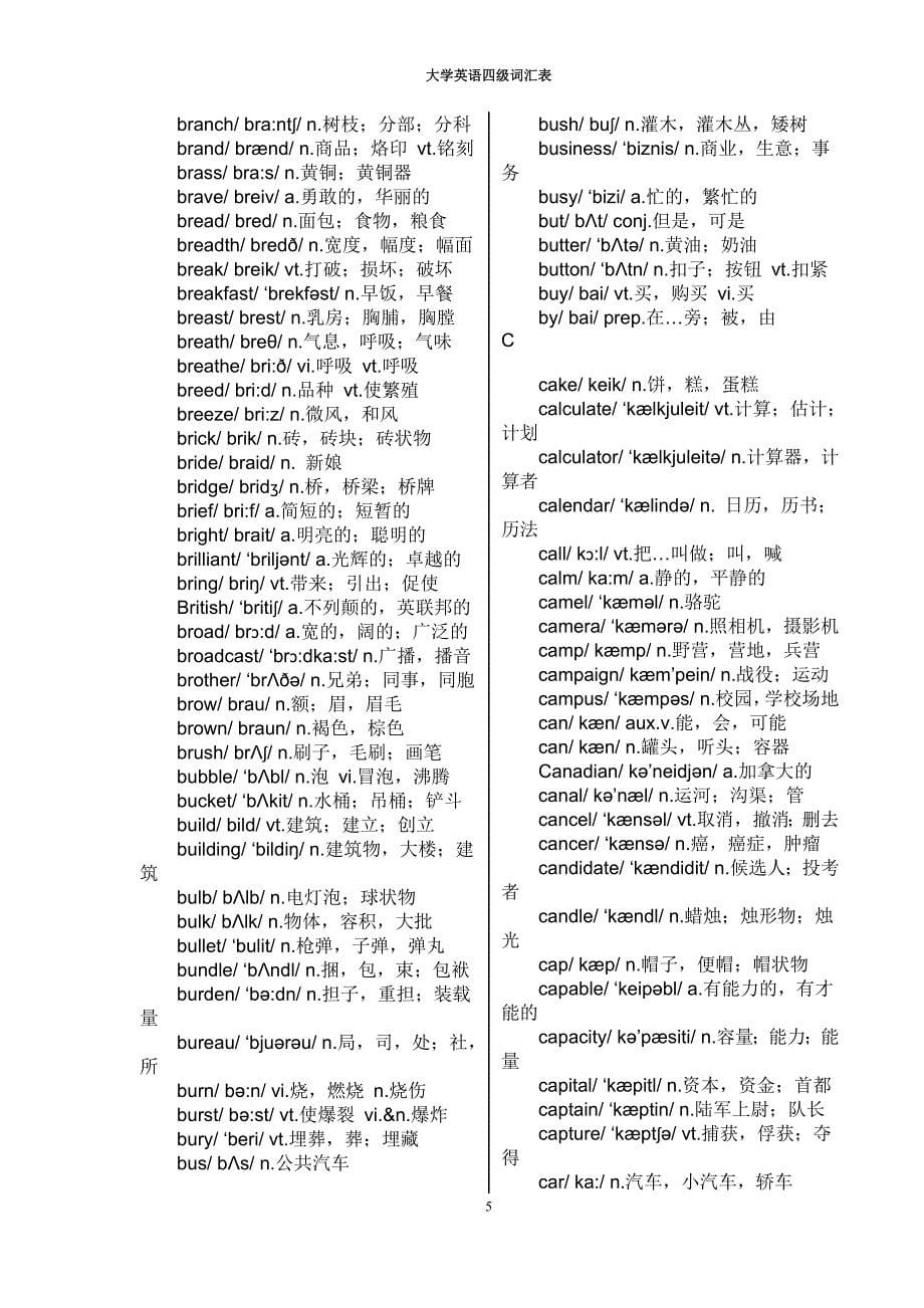 2012全国大学英语四级词汇表_第5页