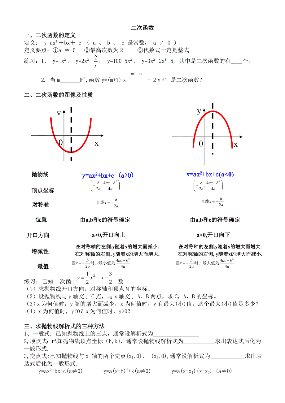 中考复习专题二次函数_第1页