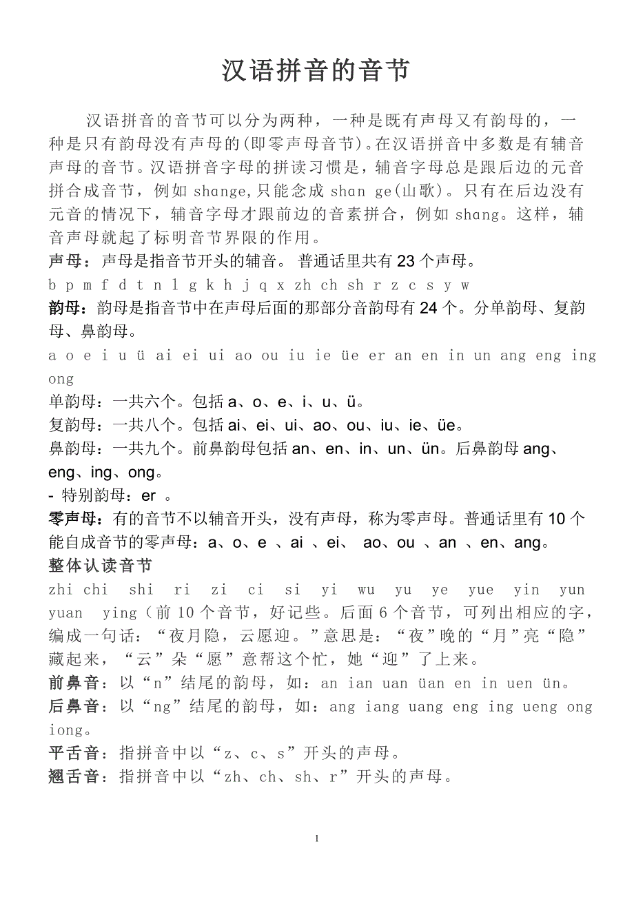 汉语拼音的音节拼写规则总结_第1页