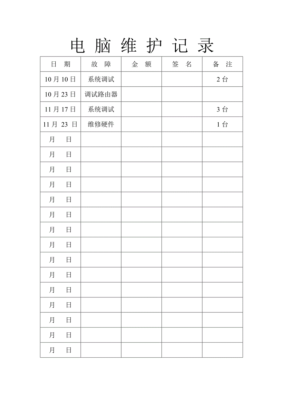 金 博 化 工 有 限 公 司 电 脑 维 护 记 录_第1页