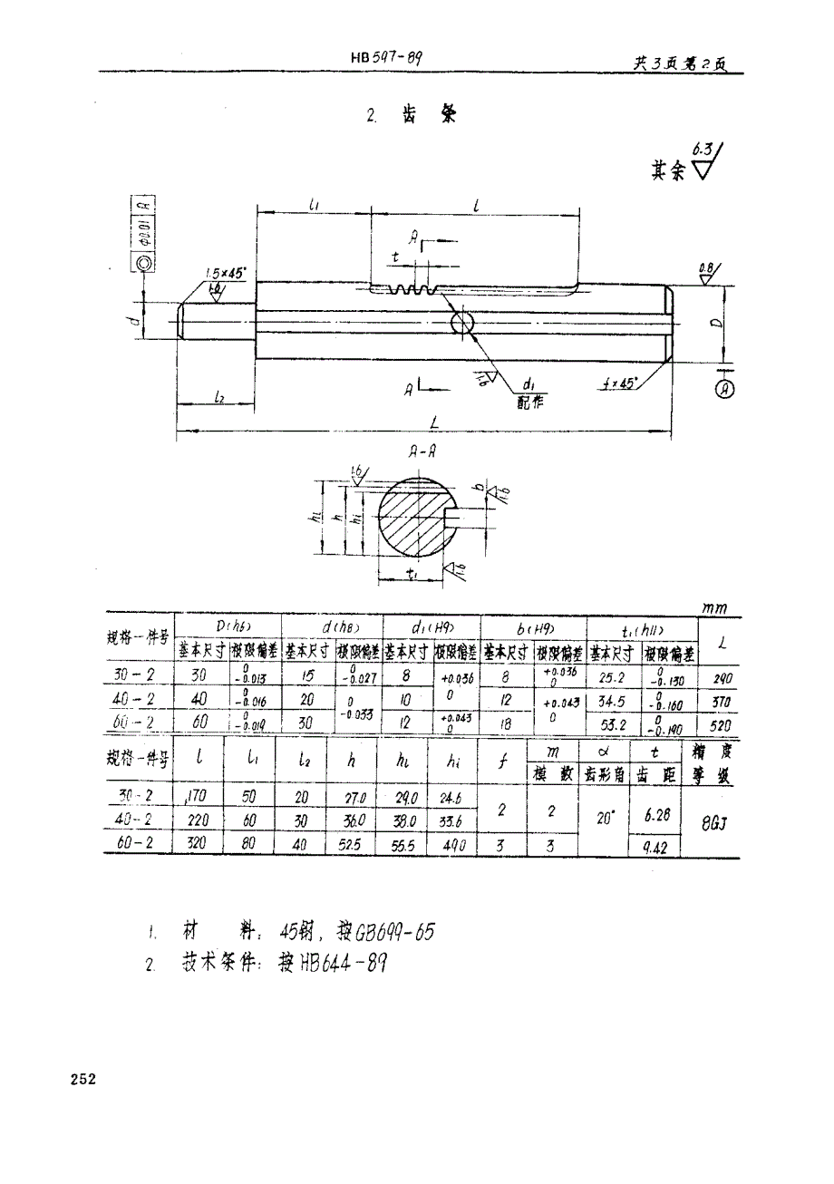 HB 597-1989 卧式齿条定位器_第2页