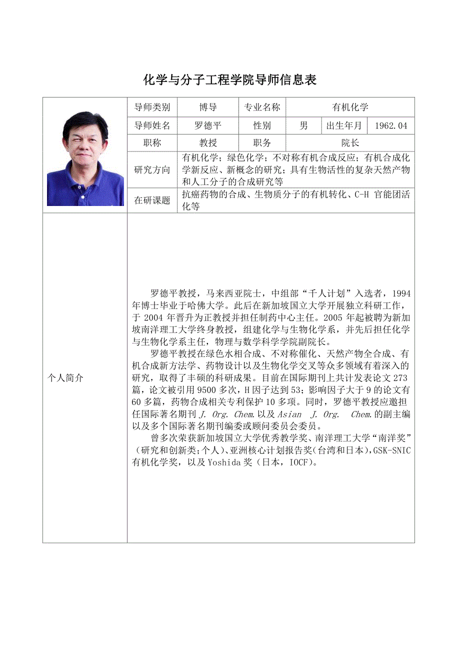 化学与分子工程学院导师信息表_第1页