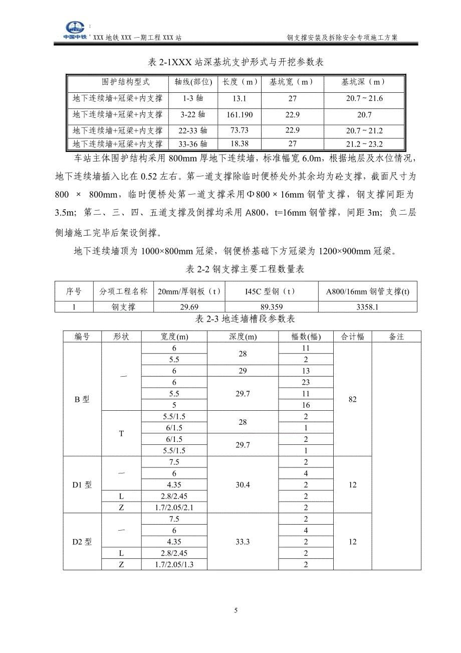 钢支撑安装及拆除安全专项施工方案_第5页