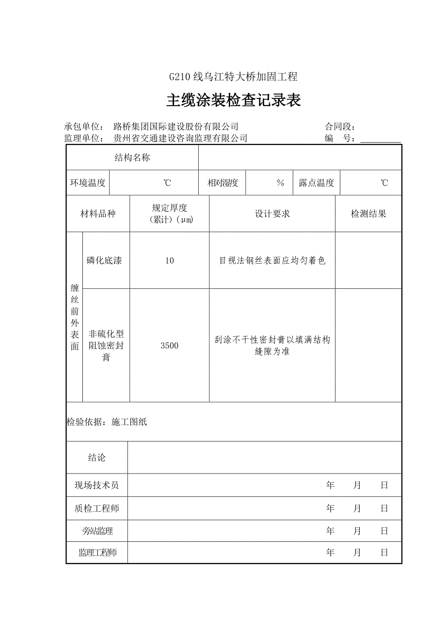 桥梁加固工程主缆防腐检测记录_第2页