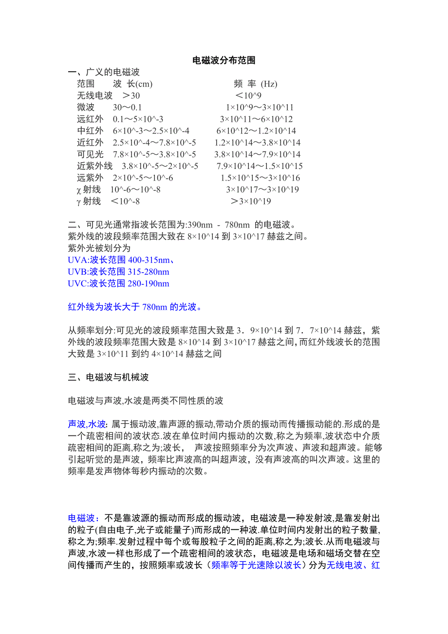 电磁波分布范围及使用详细介绍_第1页