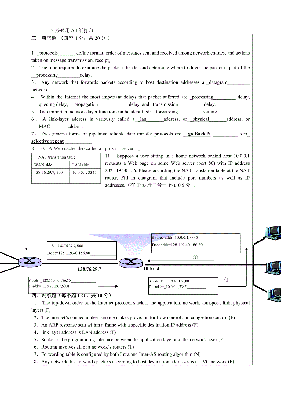 计算机网络与通信期末考试_2009b_答案_第3页