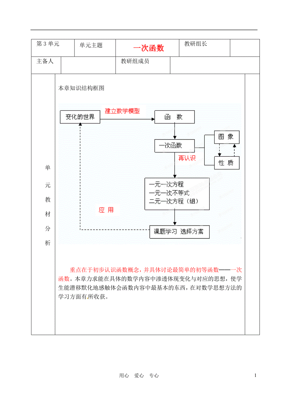 山东省日照市九年级数学 第三单元 一次函数教学设计 人教新课标版_第1页