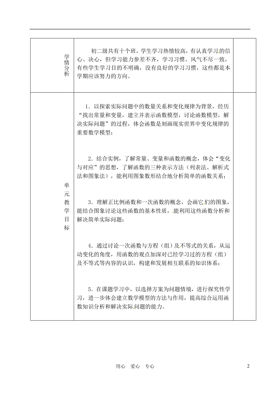 山东省日照市九年级数学 第三单元 一次函数教学设计 人教新课标版_第2页