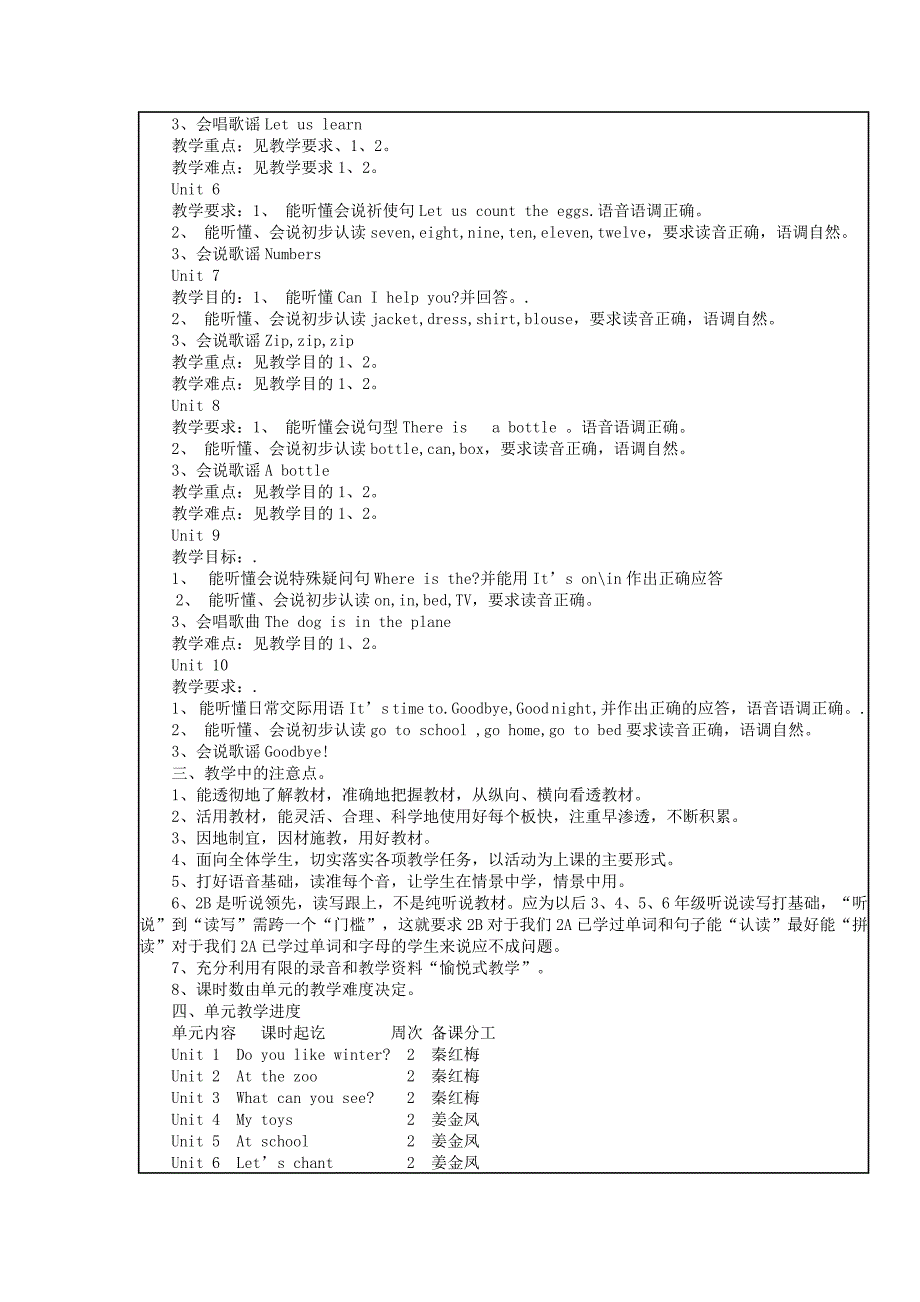 牛津小学英语2B教学计划_第2页