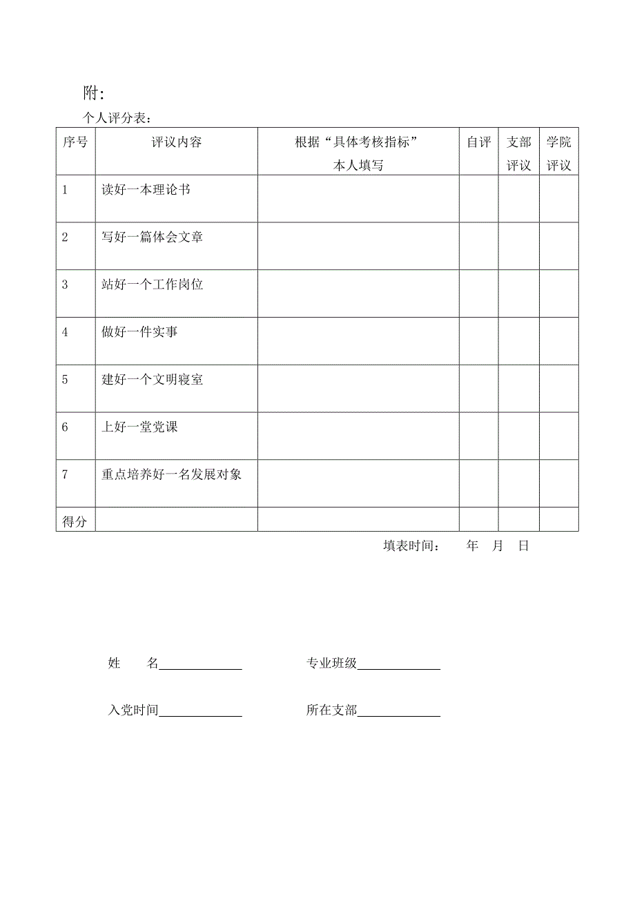 表2学生党员“七个一”工程考核表_第2页