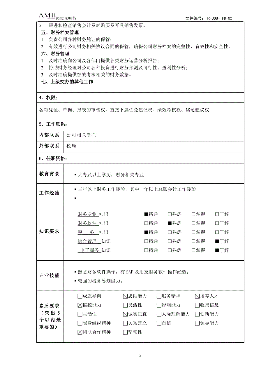 XW-岗位说明书-财务部-02-总账会计_第2页