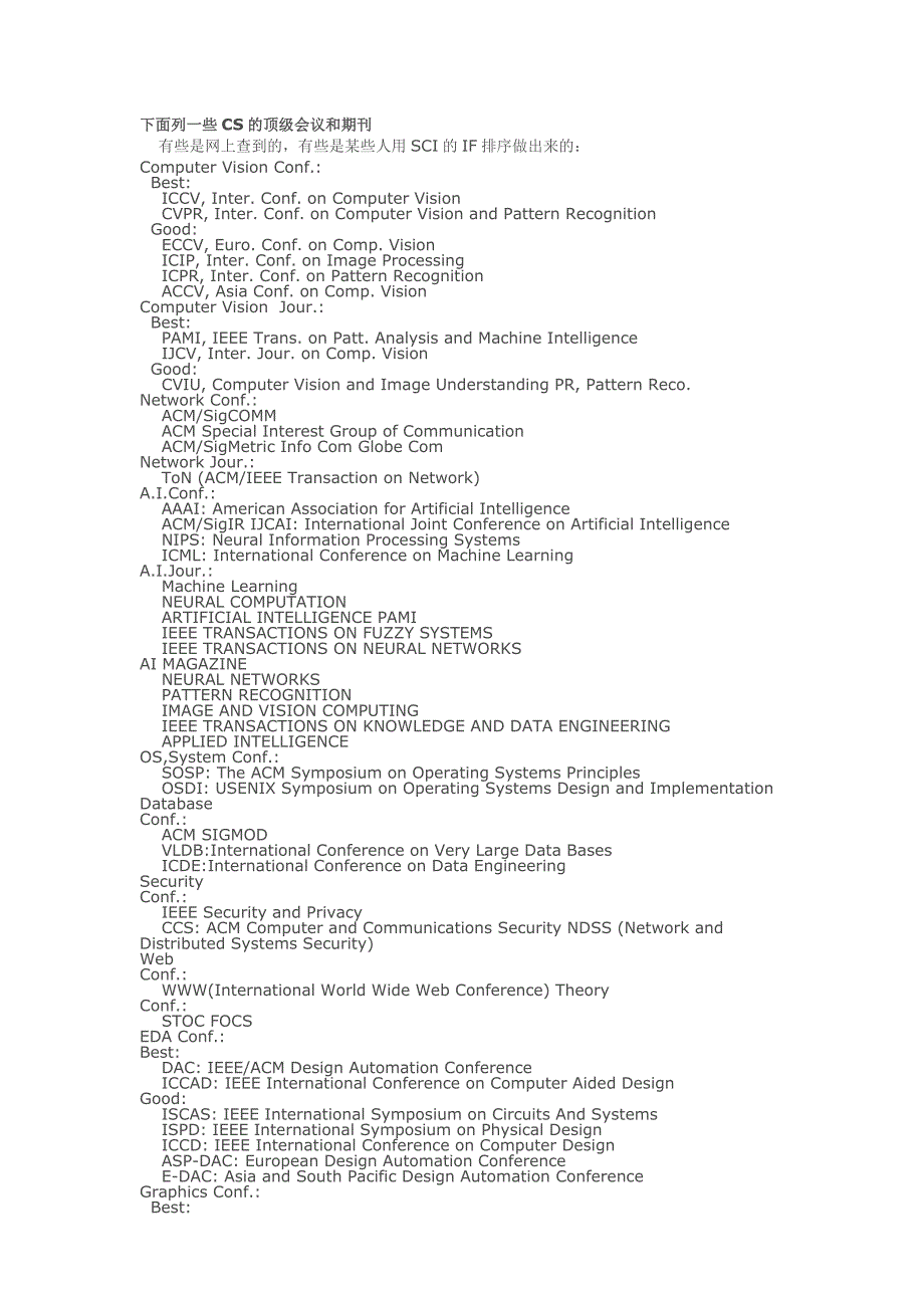 CS的顶级会议和期刊_第1页