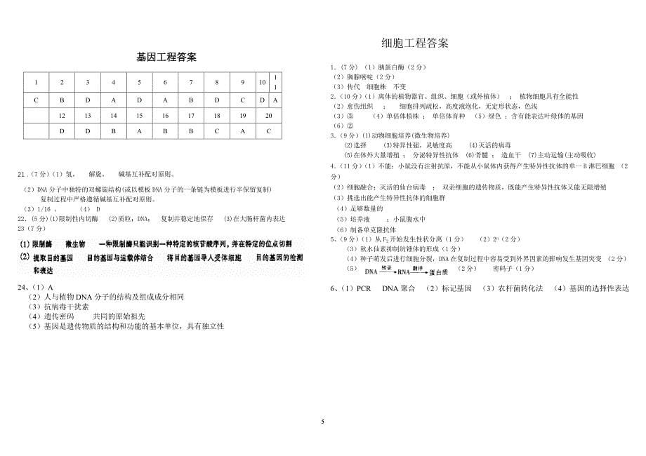 基因工程与细胞工程___专题练习_第5页