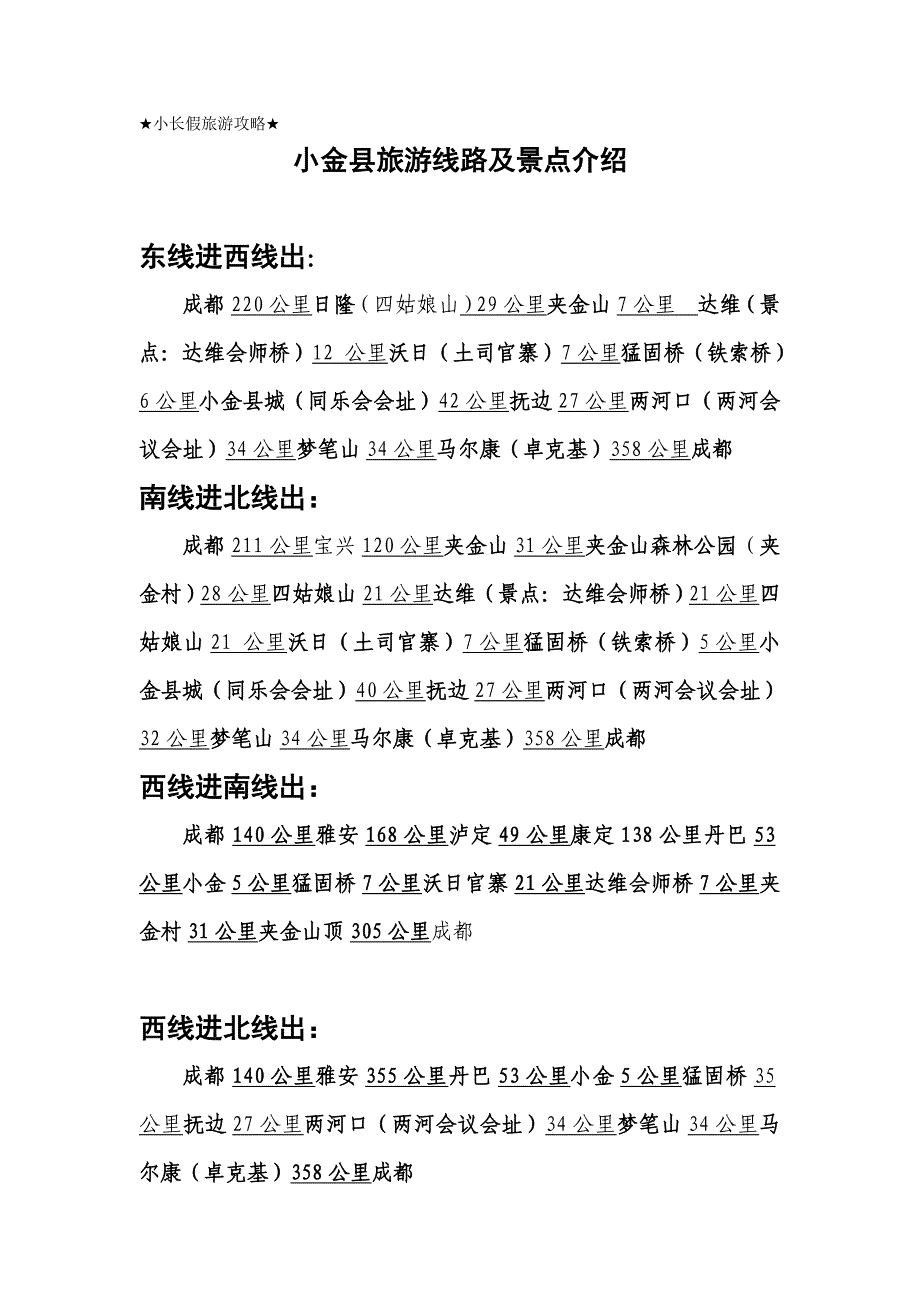 小金县旅游线路及景点介绍_第1页