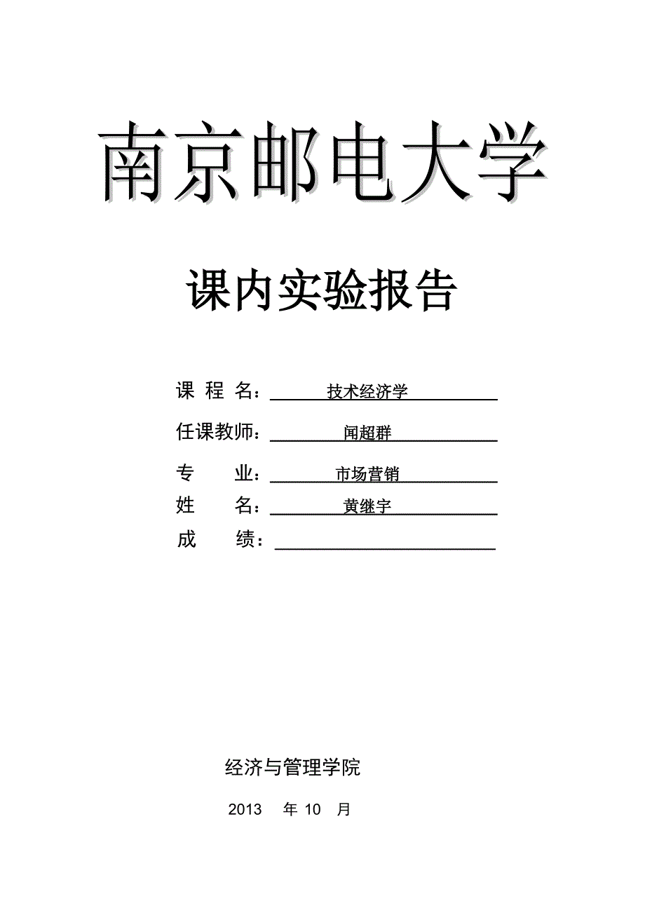 技术经济学课内实验模板_第1页