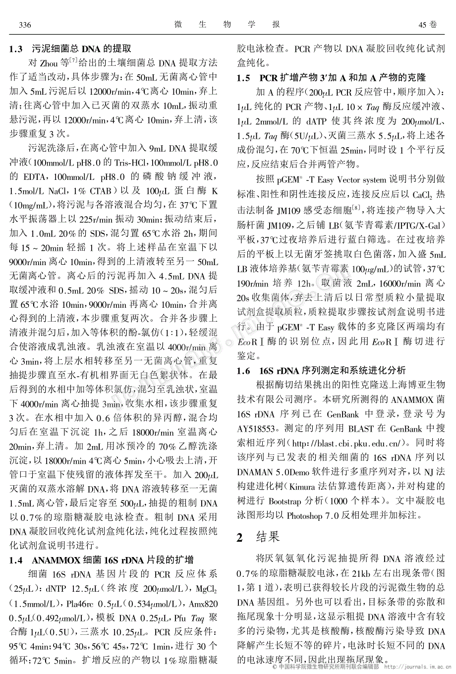 厌氧氨氧化污泥中效应菌的分子生物学研究_第2页