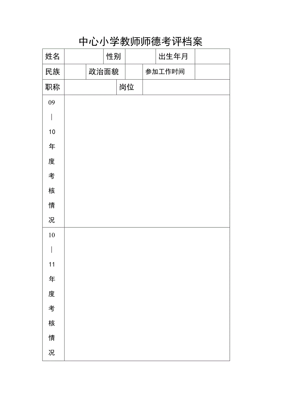 中心小学教师师德考评档案_第1页