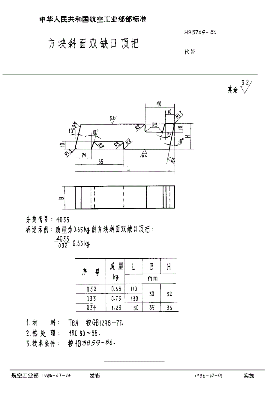 HB 3769-1986 方块斜面双缺口顶把_第1页