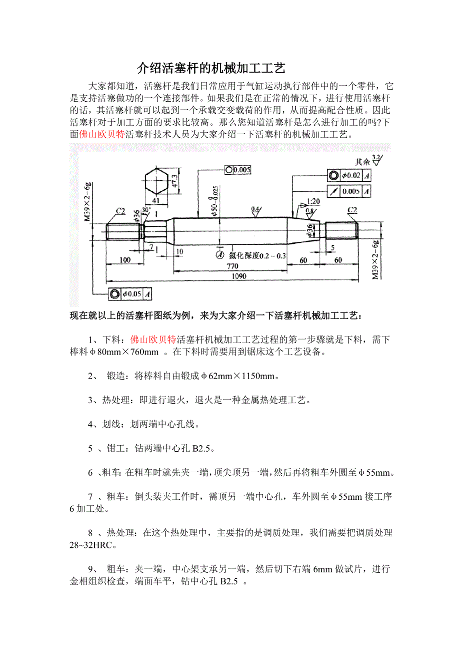 介绍活塞杆的机械加工工艺_第1页