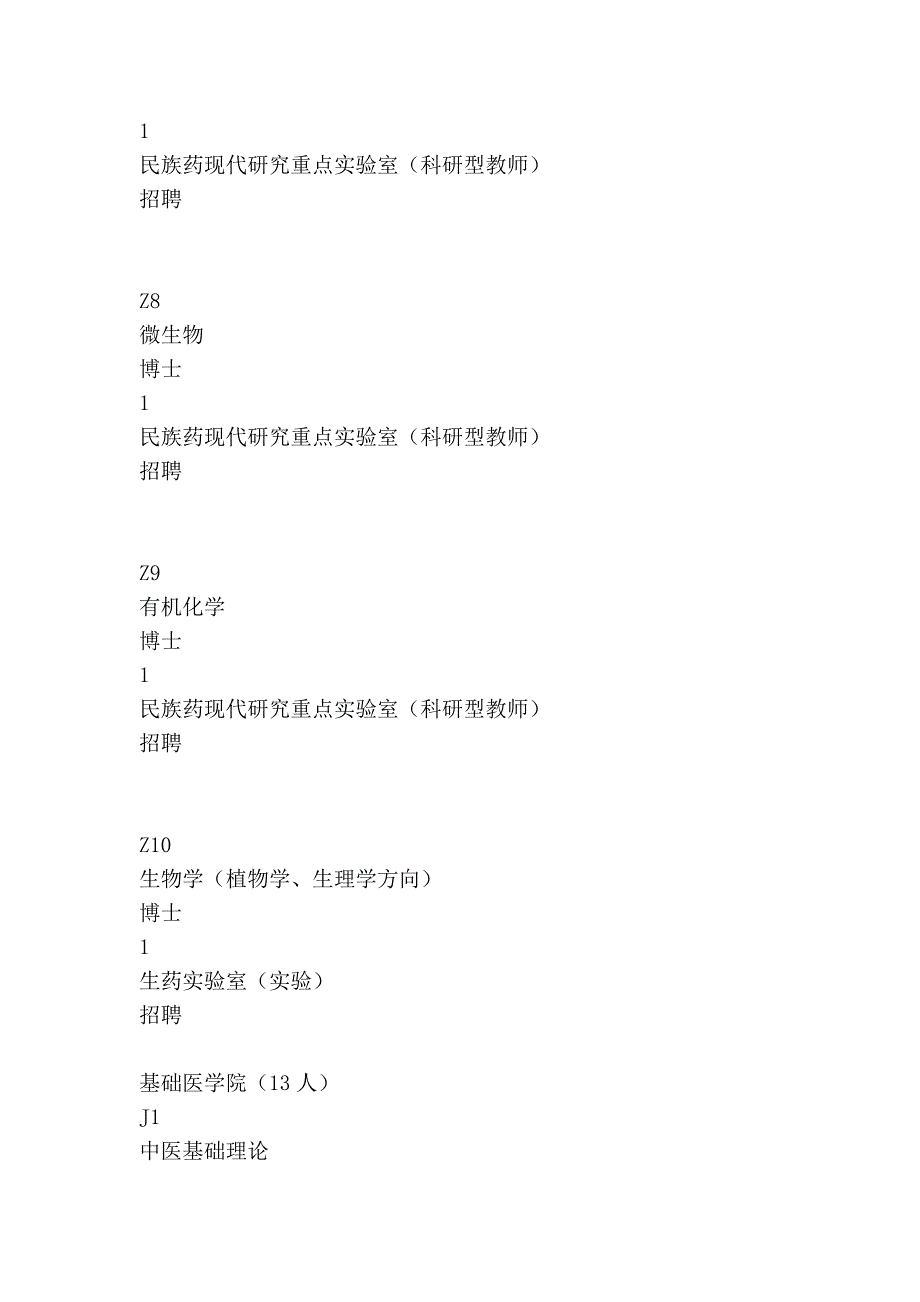 云南中医学院2011年招聘计划表_第3页