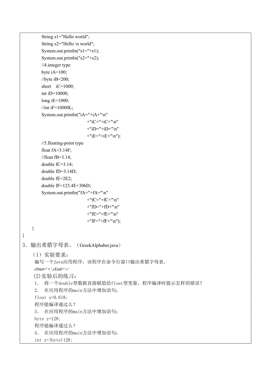 攀枝花学院Java实验一 基本运算符及控制语句_第2页