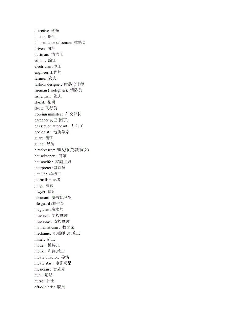 常见职业词汇中英翻译对照_第2页