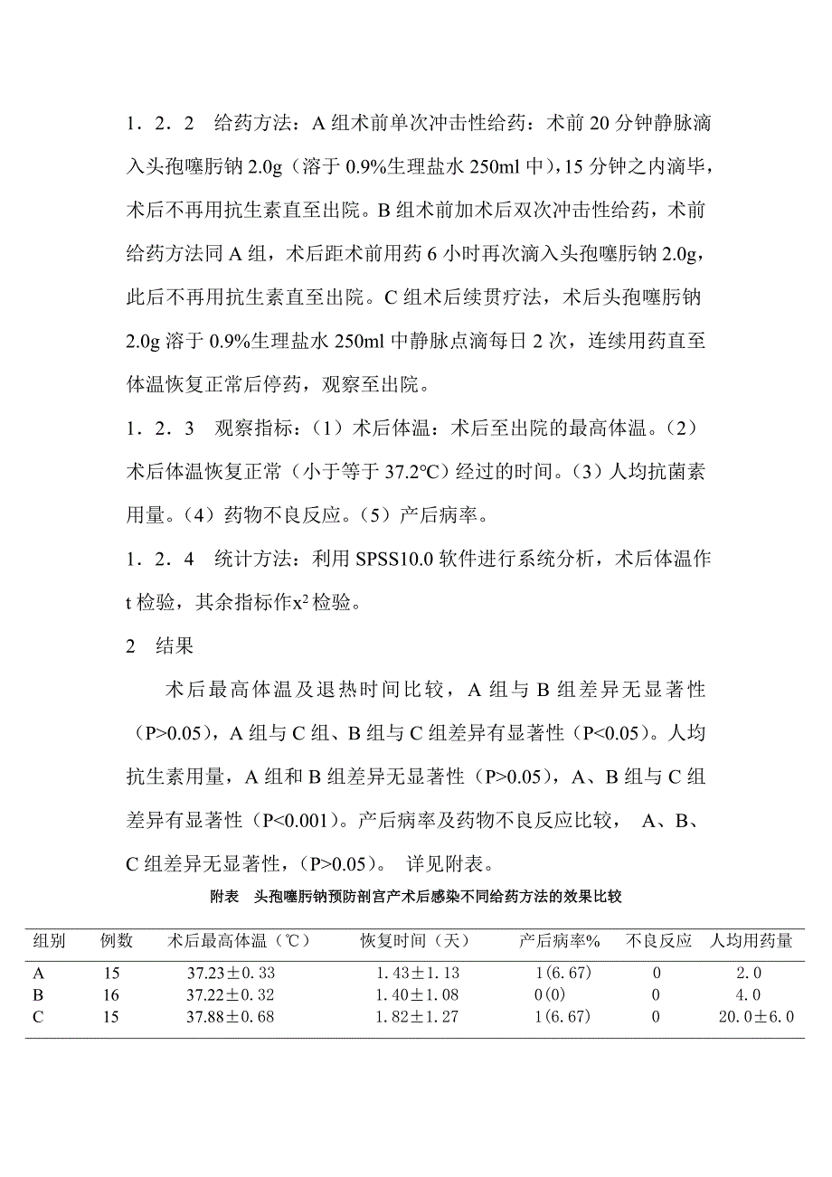 头孢噻肟钠预防剖宫产术后感染三种给药方法的对比观察_第2页